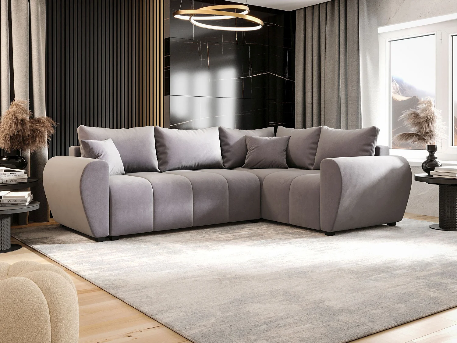 BEDANTE ECKSOFA MOLISA L PLUS Itaka 50 Rechts Grau mit Schlaffunktion L-Form Sofa mit Stauraum Bettkasten Wohnzimmersofa Couch Sofa Bettsofa Bettkasten Bettcouch