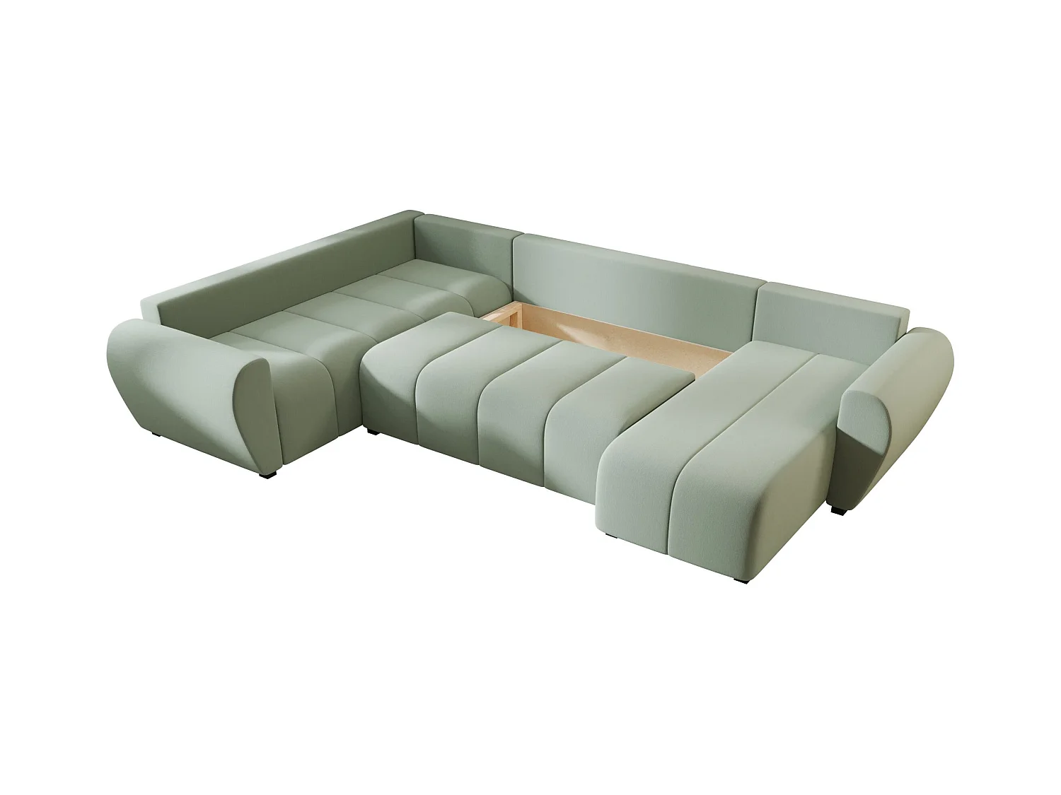 BEDANTE canapé panoramique MOLISA U PLUS Cosmic 16 gauche Hellgrün avec fonction de couchage canapé en forme de U
