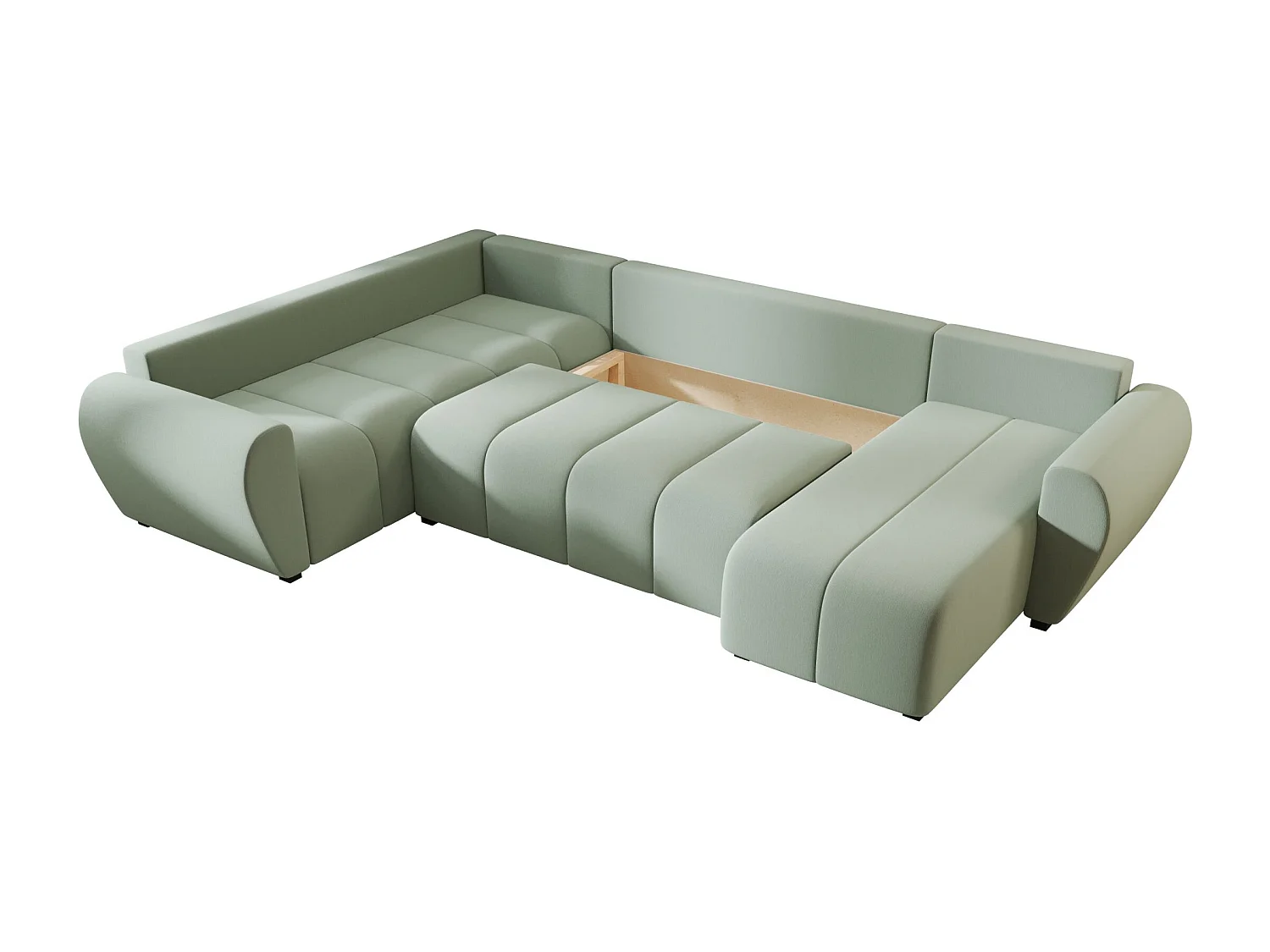 BEDANTE canapé panoramique MOLISA U PLUS Cosmic 16 gauche Hellgrün avec fonction de couchage canapé en forme de U