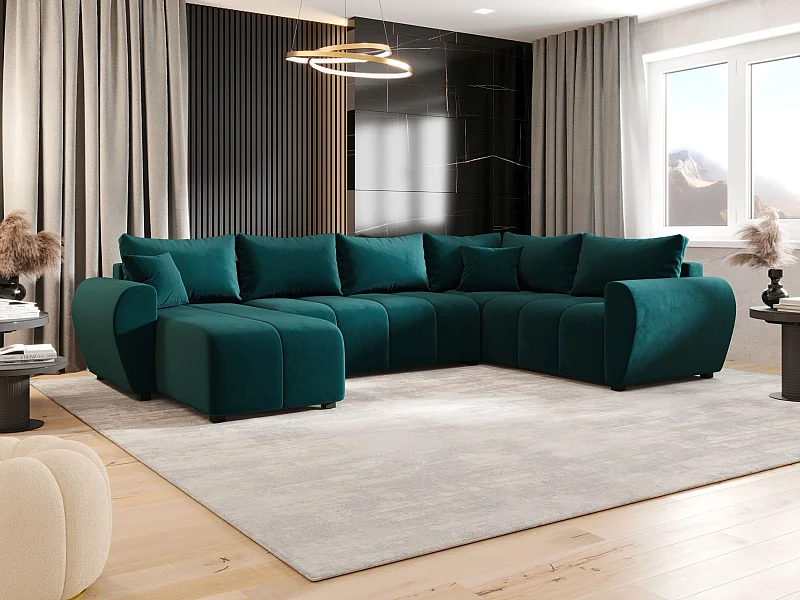 BEDANTE canapé panoramique MOLISA U PLUS Itaka 39 droit turquoise avec fonction de couchage canapé en forme de U