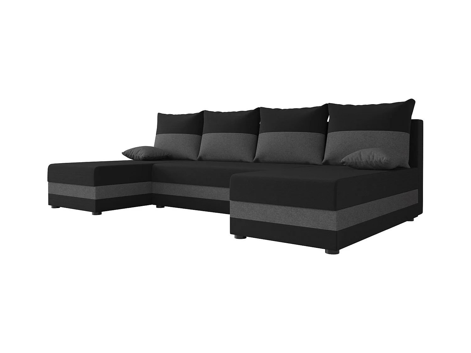 BEDANTE canapé panoramique HEWLET U Sawana 14+05 noir/gris avec fonction de couchage canapé en U avec espace de rangement coffre