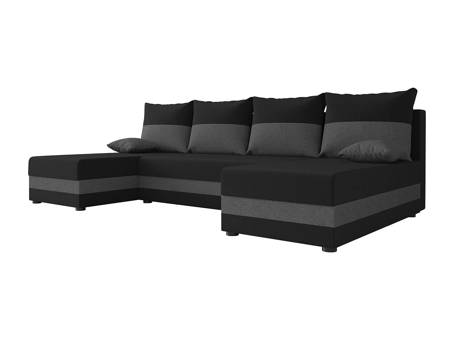 BEDANTE canapé panoramique HEWLET U Sawana 14+05 noir/gris avec fonction de couchage canapé en U avec espace de rangement coffre