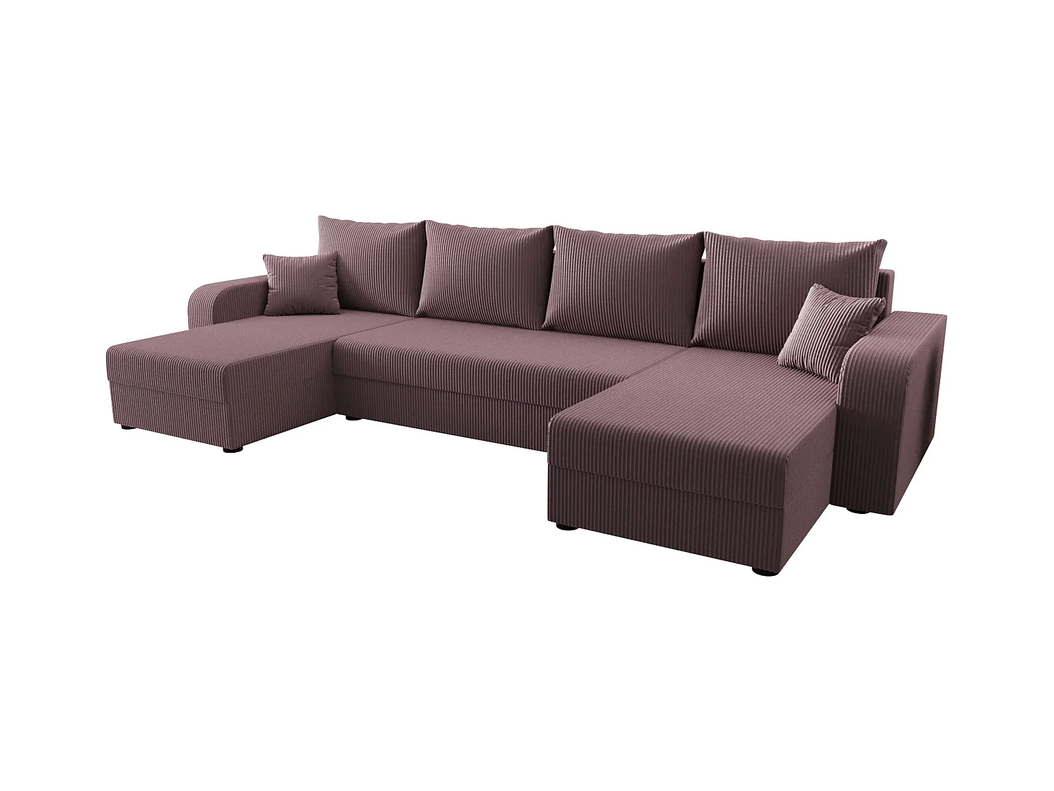 BEDANTE canapé panoramique HEWLET U BIS Zoom 17 rose foncé avec fonction de couchage canapé en U avec espace de rangement coffre