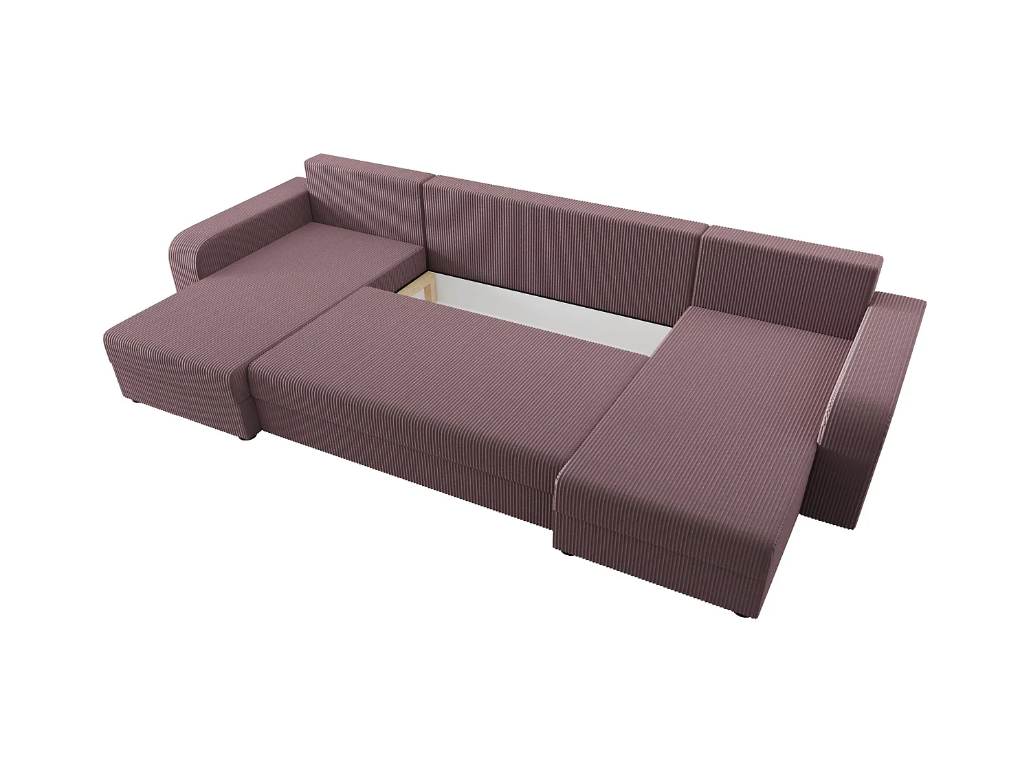 BEDANTE canapé panoramique HEWLET U BIS Zoom 17 rose foncé avec fonction de couchage canapé en U avec espace de rangement coffre