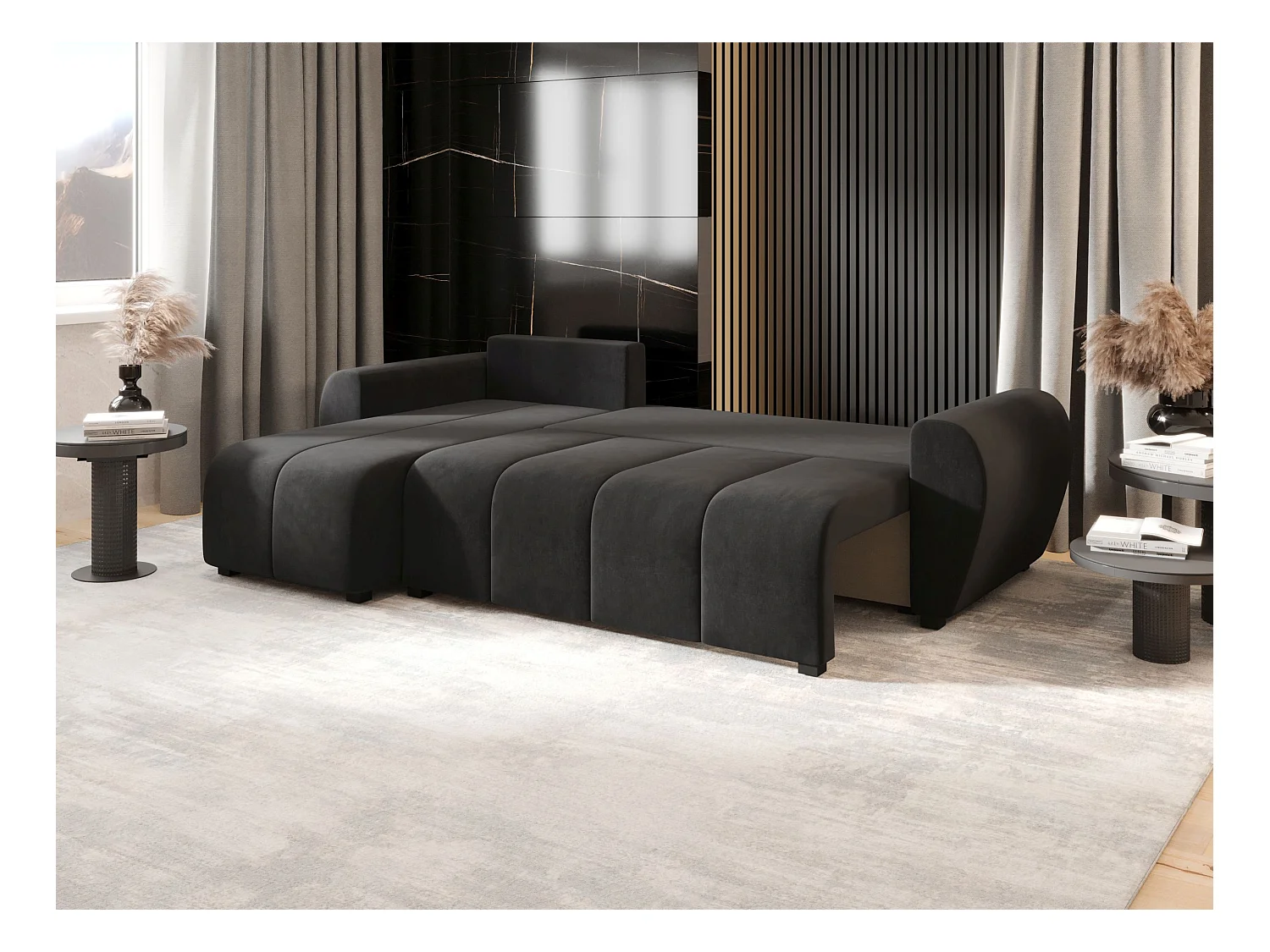 BEDANTE canapé d'angle MOLISA L Itaka 27 gauche gris avec fonction de couchage canapé en forme de L