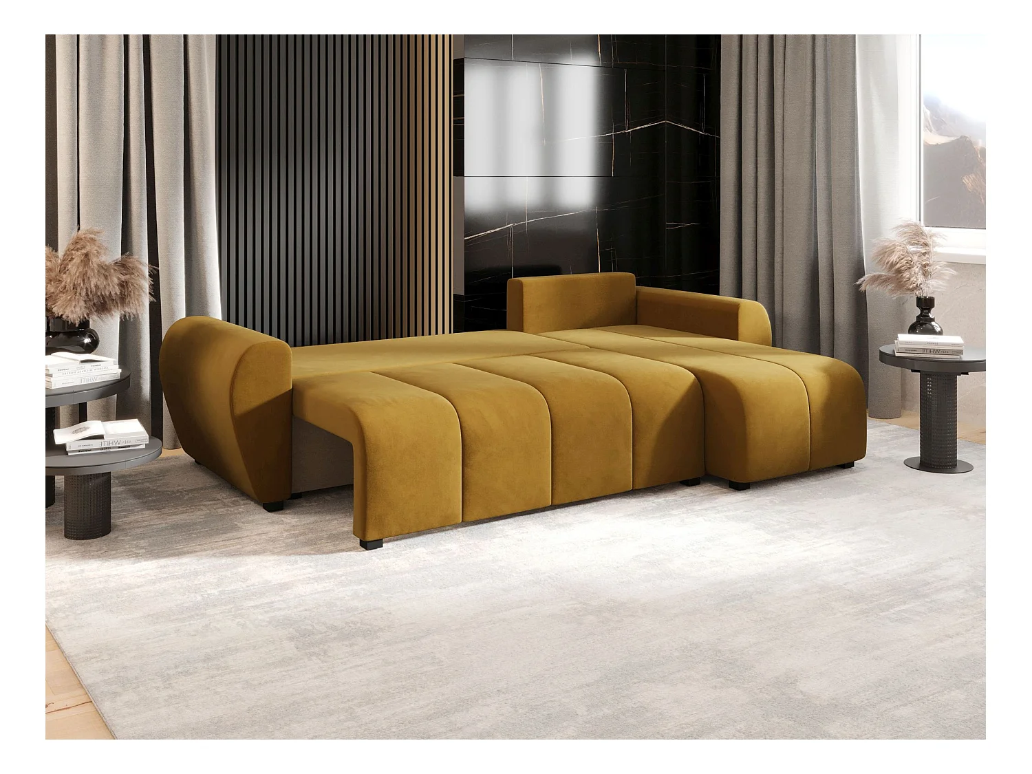 BEDANTE canapé d'angle MOLISA L Itaka 33 droite Orange avec fonction de couchage canapé en forme de L