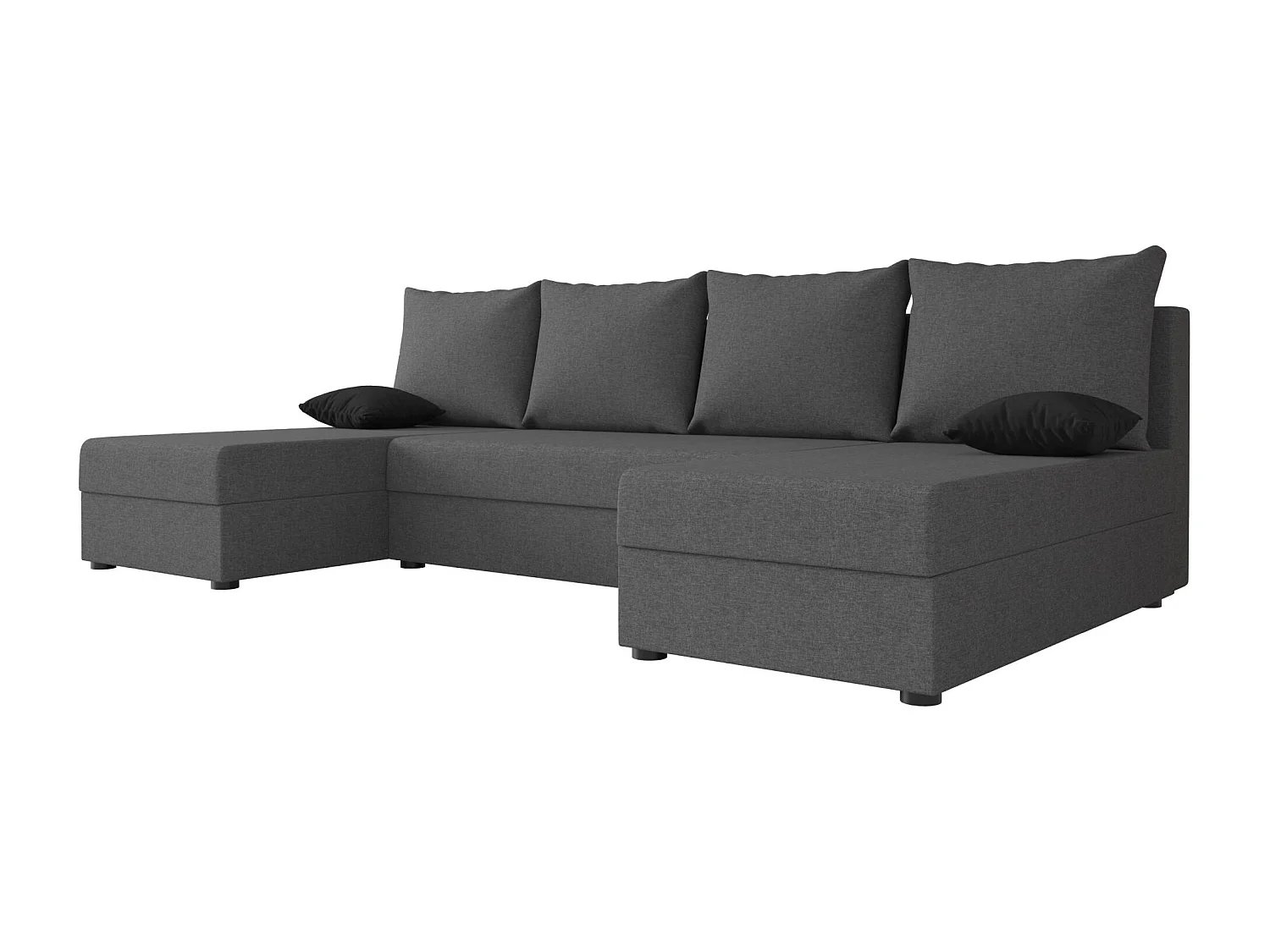 BEDANTE canapé panoramique HEWLET U Sawana 05 gris avec fonction de couchage canapé en U avec espace de rangement coffre