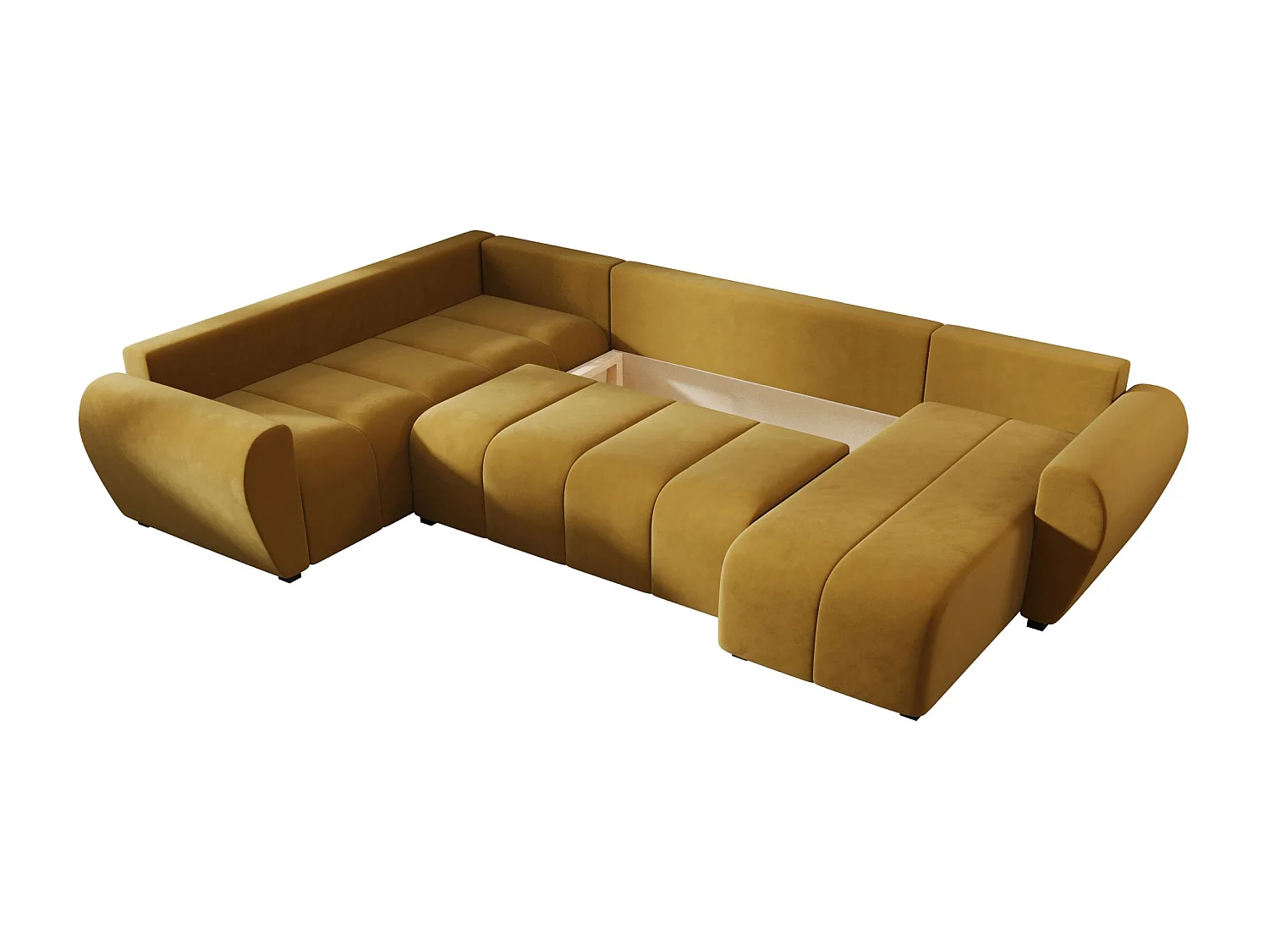 BEDANTE canapé panoramique MOLISA U PLUS Itaka 33 gauche orange avec fonction de couchage canapé en forme de U