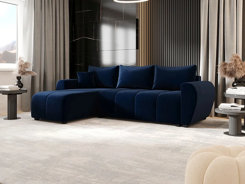 BEDANTE ECKSOFA MOLISA L Itaka 11 Links Dunkelblau mit Schlaffunktion L-Form Sofa mit Stauraum Bettkasten Wohnzimmersofa Couch Sofa Bettsofa Bettkasten Bettcouch
