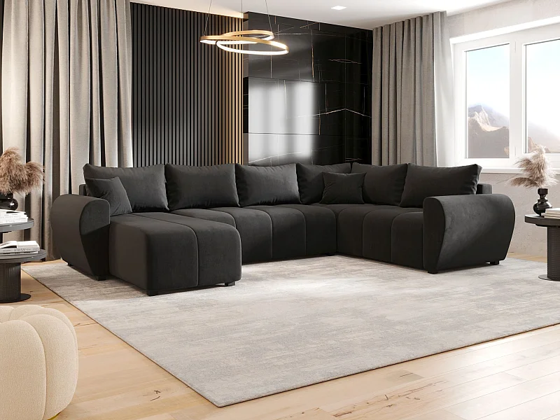 BEDANTE canapé panoramique MOLISA U PLUS Itaka 27 droit gris foncé avec fonction de couchage canapé en forme de U