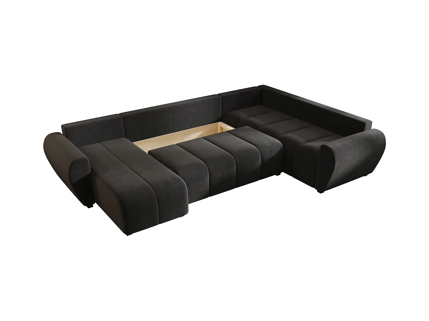 BEDANTE canapé panoramique MOLISA U PLUS Itaka 27 droit gris foncé avec fonction de couchage canapé en forme de U