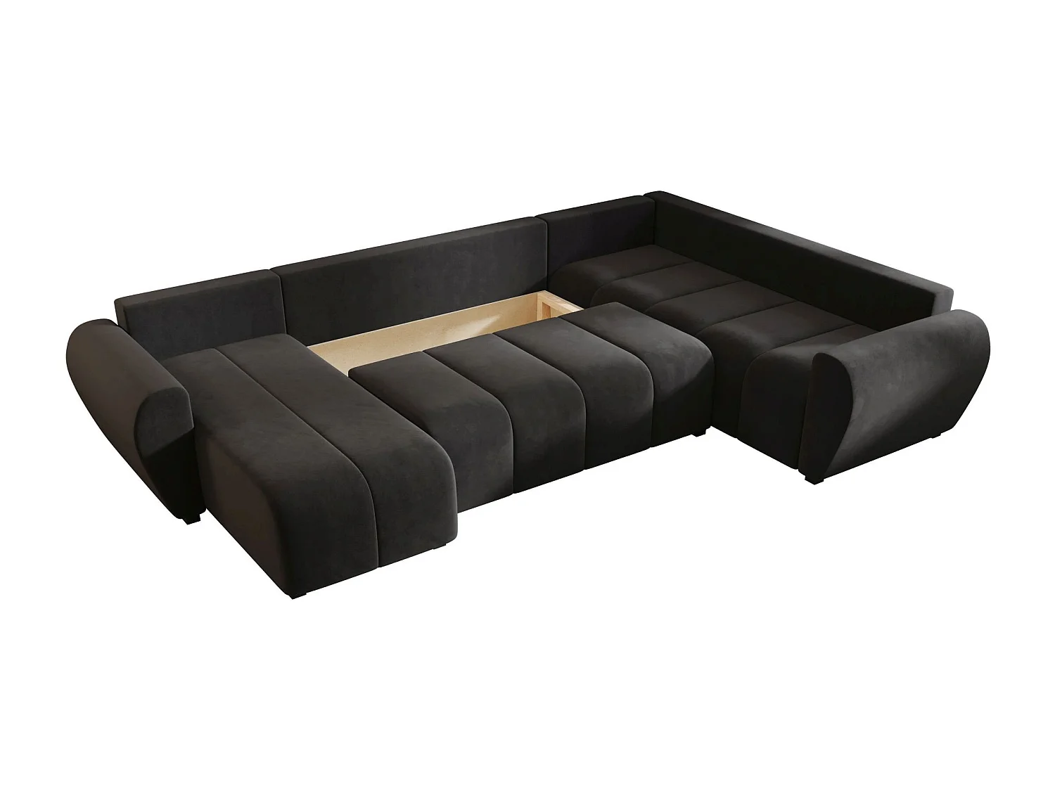 BEDANTE canapé panoramique MOLISA U PLUS Itaka 27 droit gris foncé avec fonction de couchage canapé en forme de U