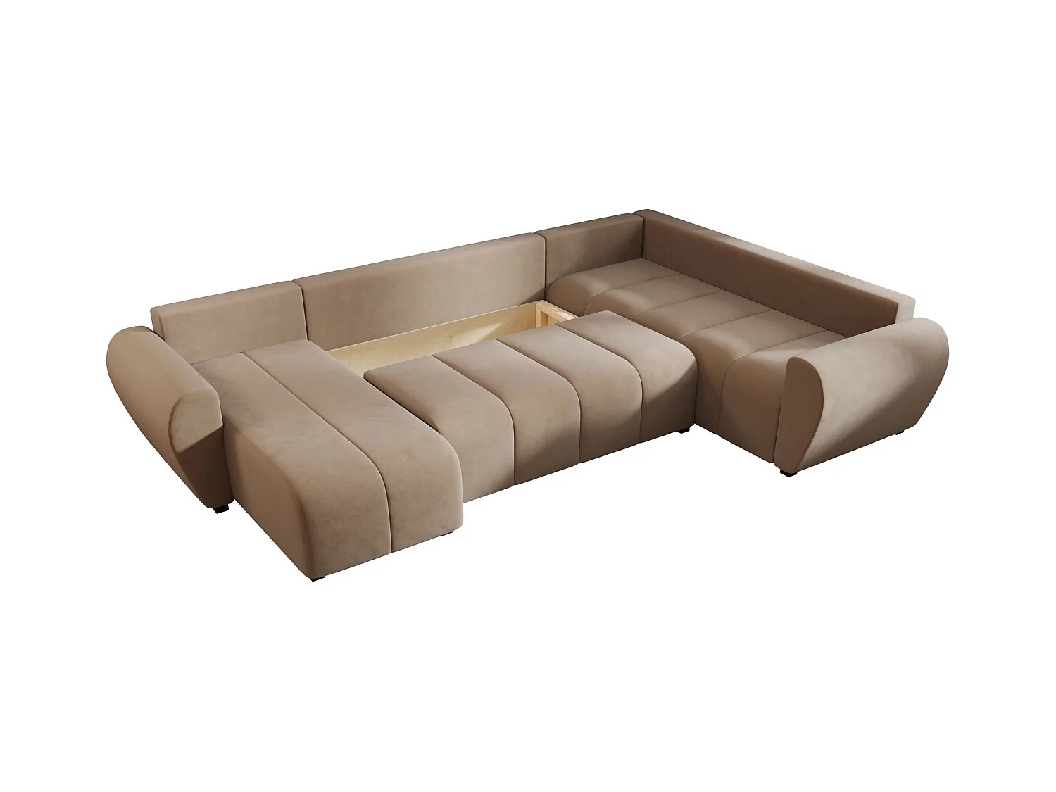 BEDANTE canapé panoramique MOLISA U PLUS Itaka 48 droit marron avec fonction de couchage canapé en forme de U