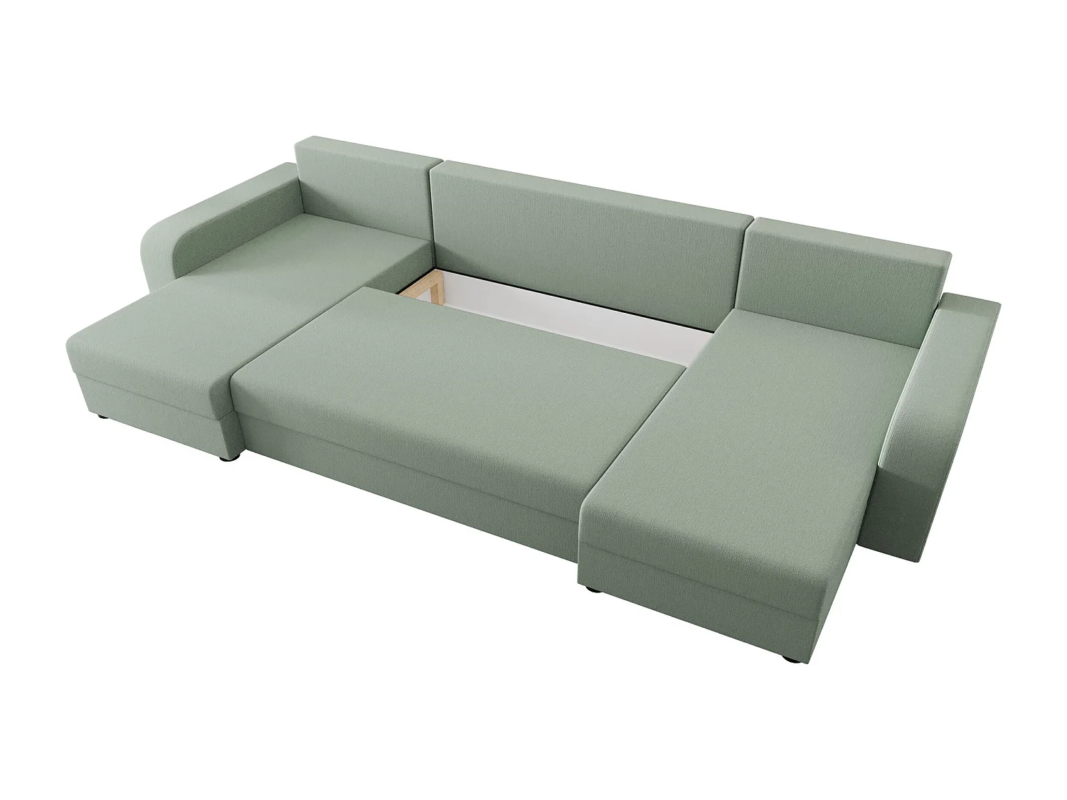 BEDANTE canapé panoramique HEWLET U BIS Cosmic 16 vert clair avec fonction de couchage canapé en U avec espace de rangement coffre