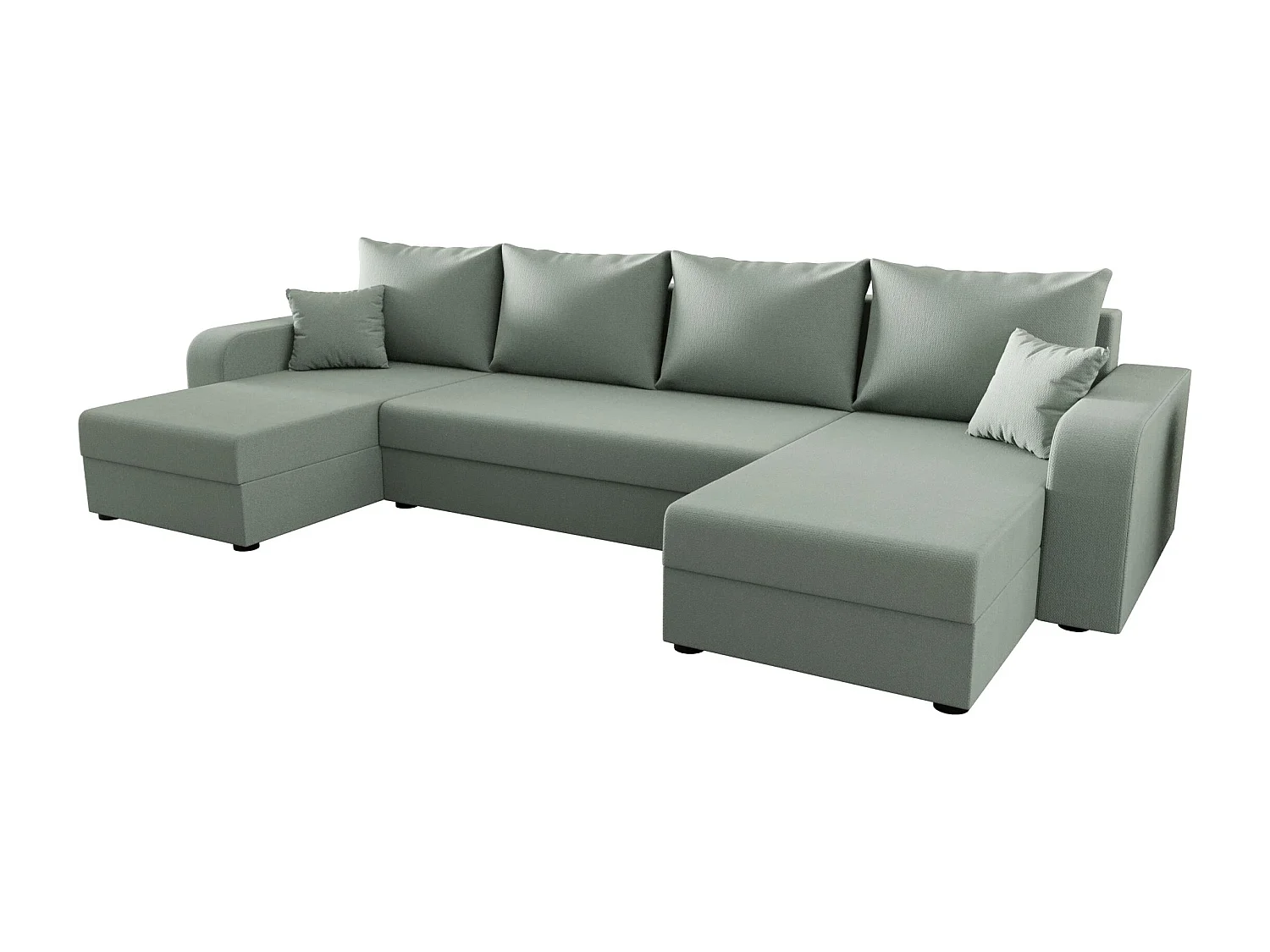 BEDANTE canapé panoramique HEWLET U BIS Cosmic 16 vert clair avec fonction de couchage canapé en U avec espace de rangement coffre