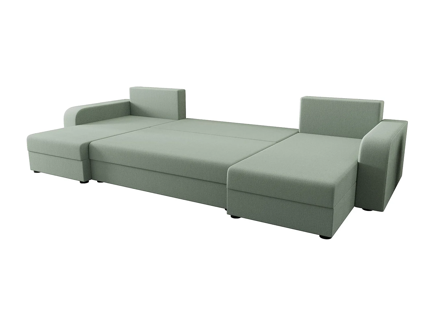 BEDANTE canapé panoramique HEWLET U BIS Cosmic 16 vert clair avec fonction de couchage canapé en U avec espace de rangement coffre