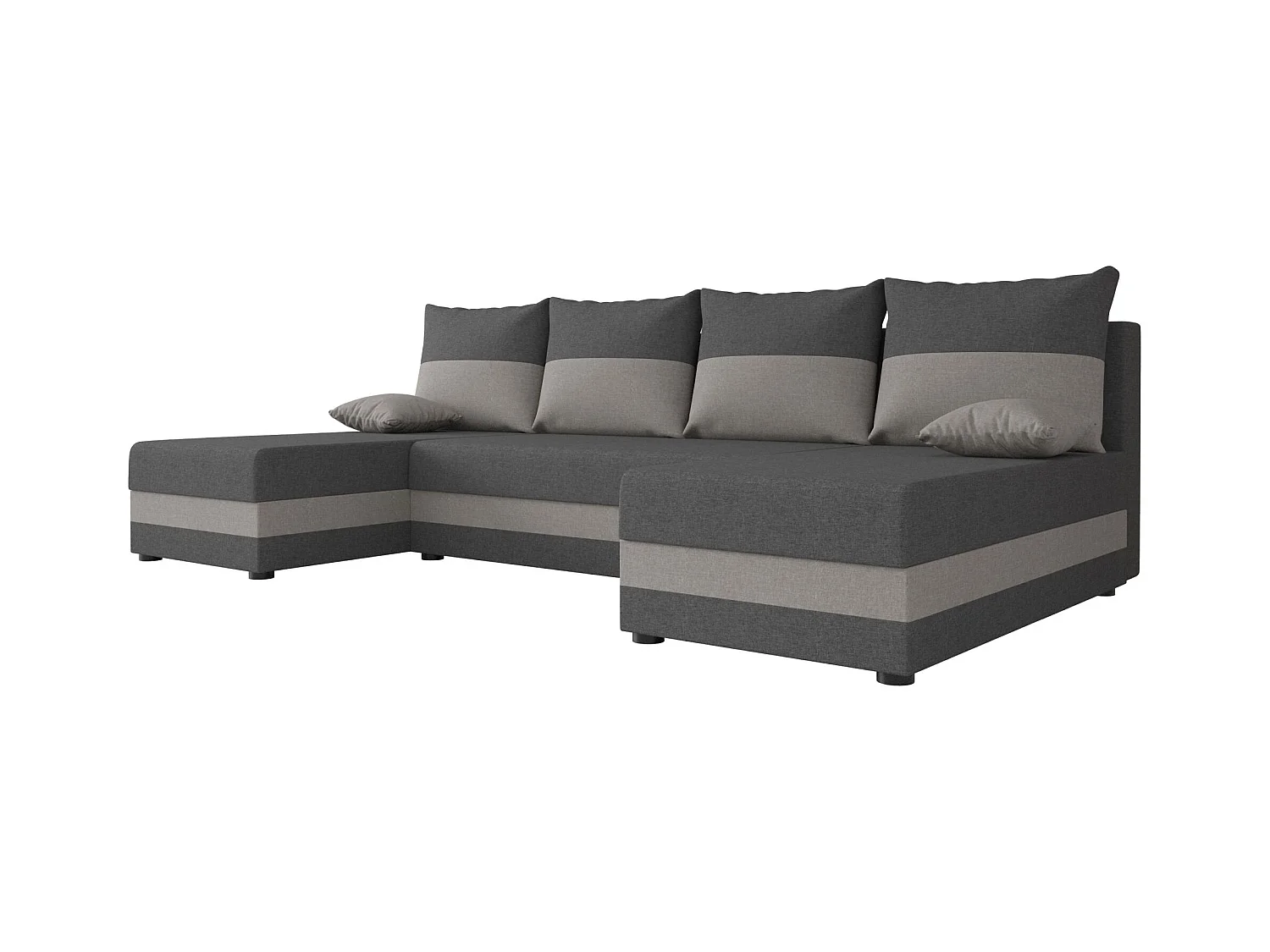 BEDANTE WOHNLANDSCHAFT HEWLET U Sawana 05+21 Grau/Beige mit Schlaffunktion U-Form Sofa mit Stauraum Bettkasten