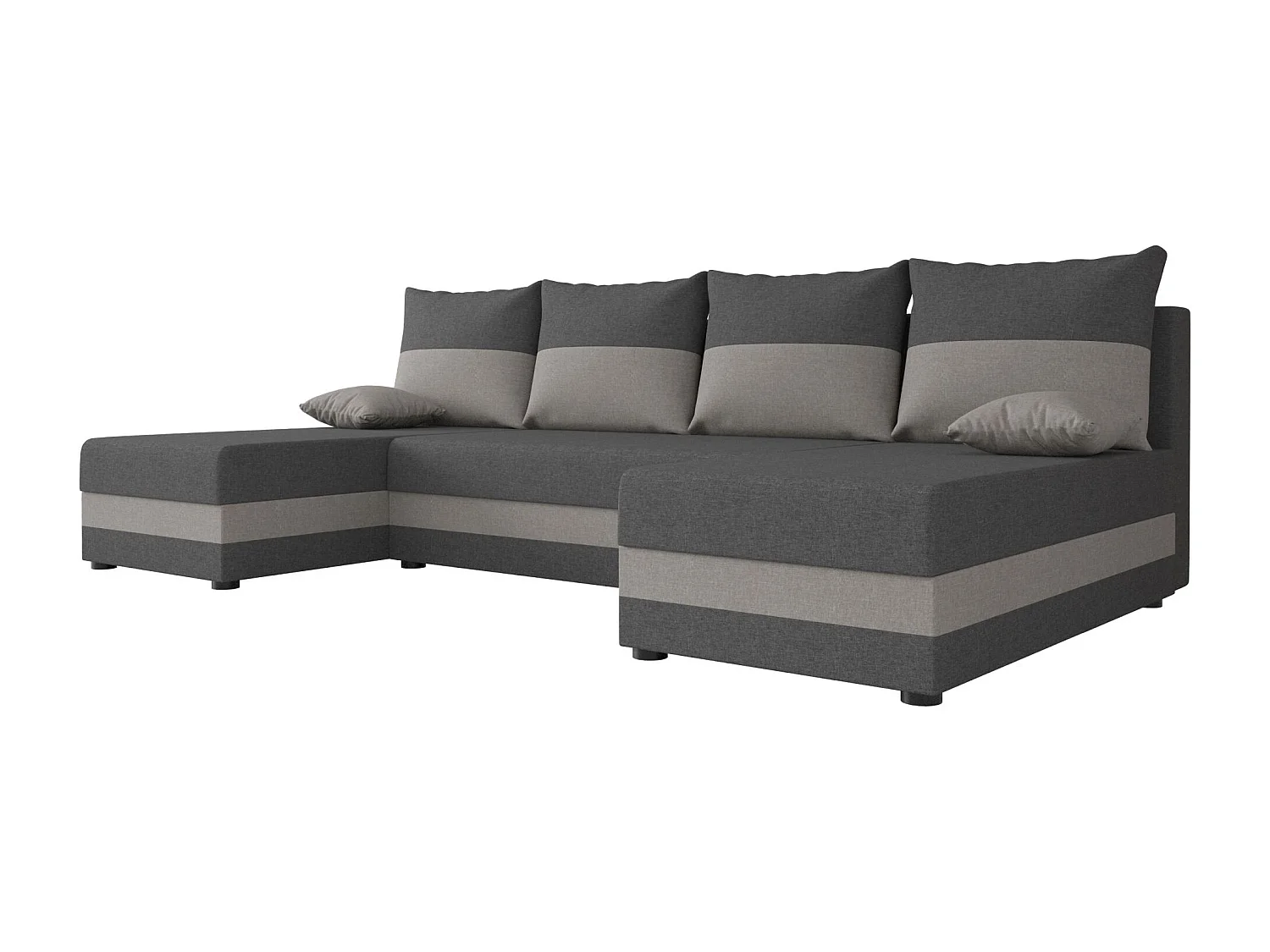BEDANTE canapé panoramique HEWLET U Sawana 05+21 gris/beige avec fonction de couchage canapé en U avec espace de rangement coffre