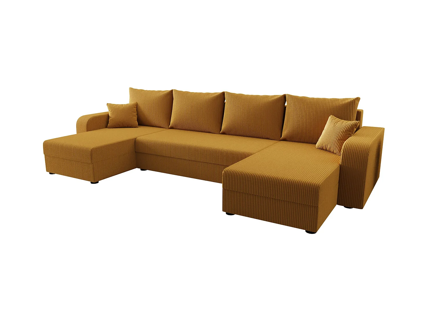 BEDANTE canapé panoramique HEWLET U BIS Zoom 9 orange avec fonction de couchage canapé en U avec espace de rangement coffre