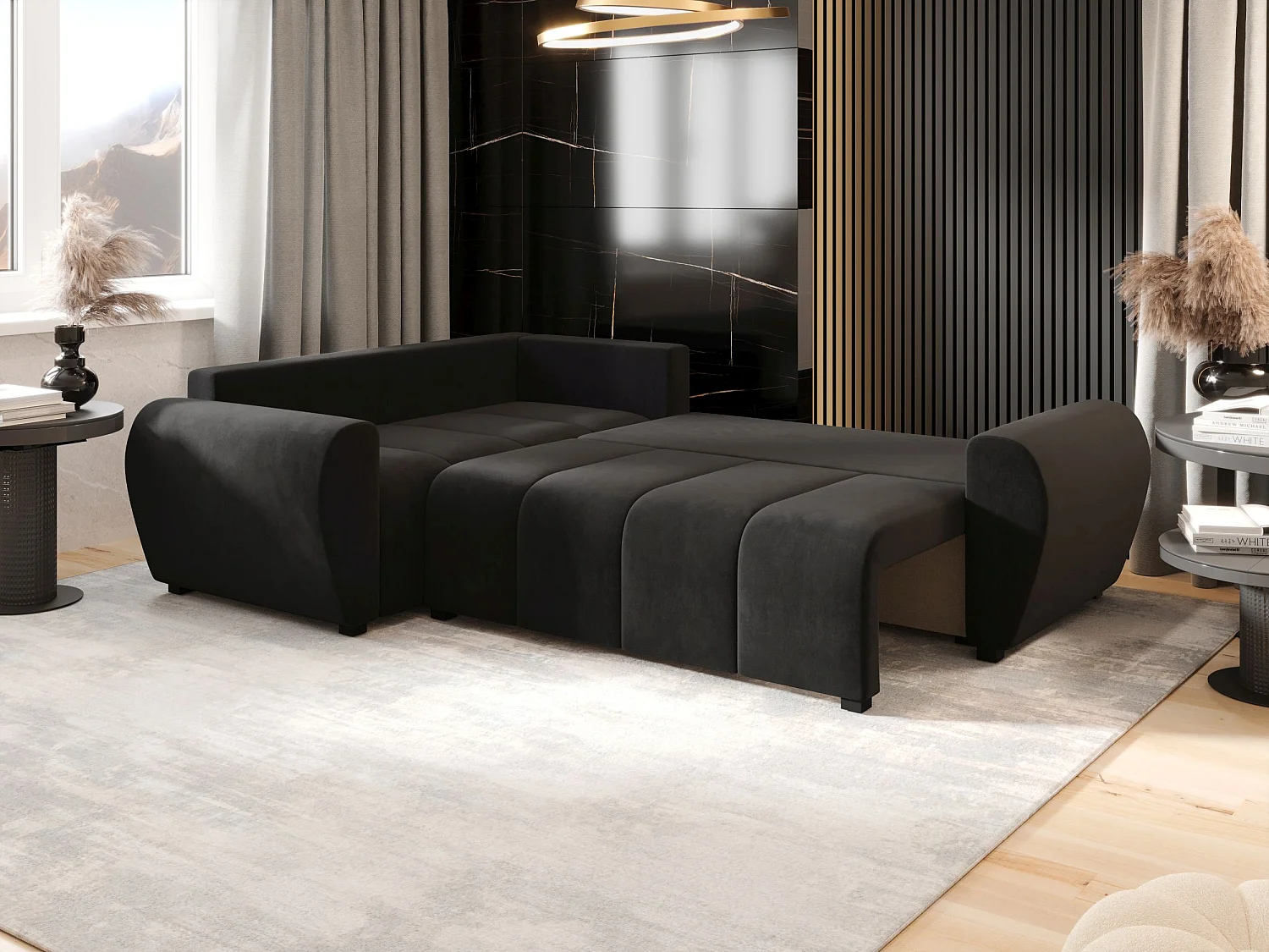 BEDANTE canapé d’angle MOLISA L PLUS Itaka 27 gauche gris foncé avec fonction de couchage canapé en forme de L