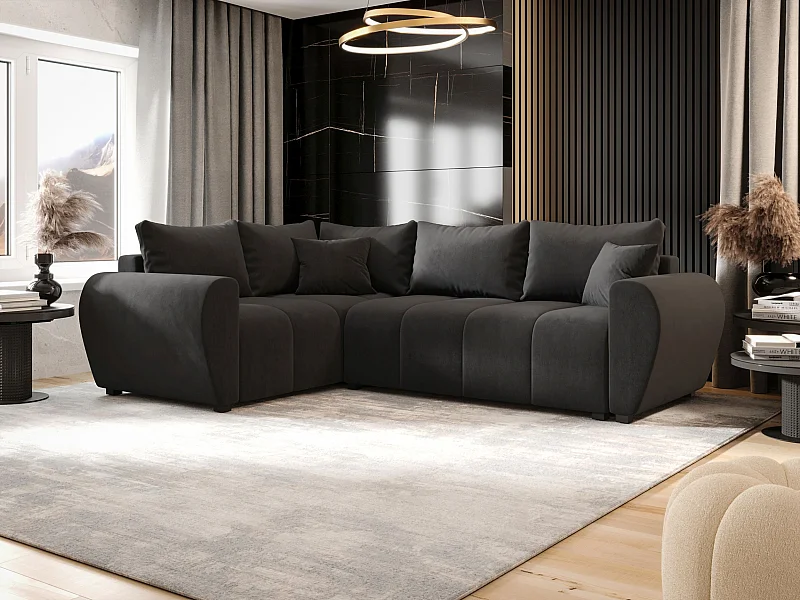 BEDANTE ECKSOFA MOLISA L PLUS Itaka 27 Links Dunkelgrau mit Schlaffunktion L-Form Sofa mit Stauraum Bettkasten