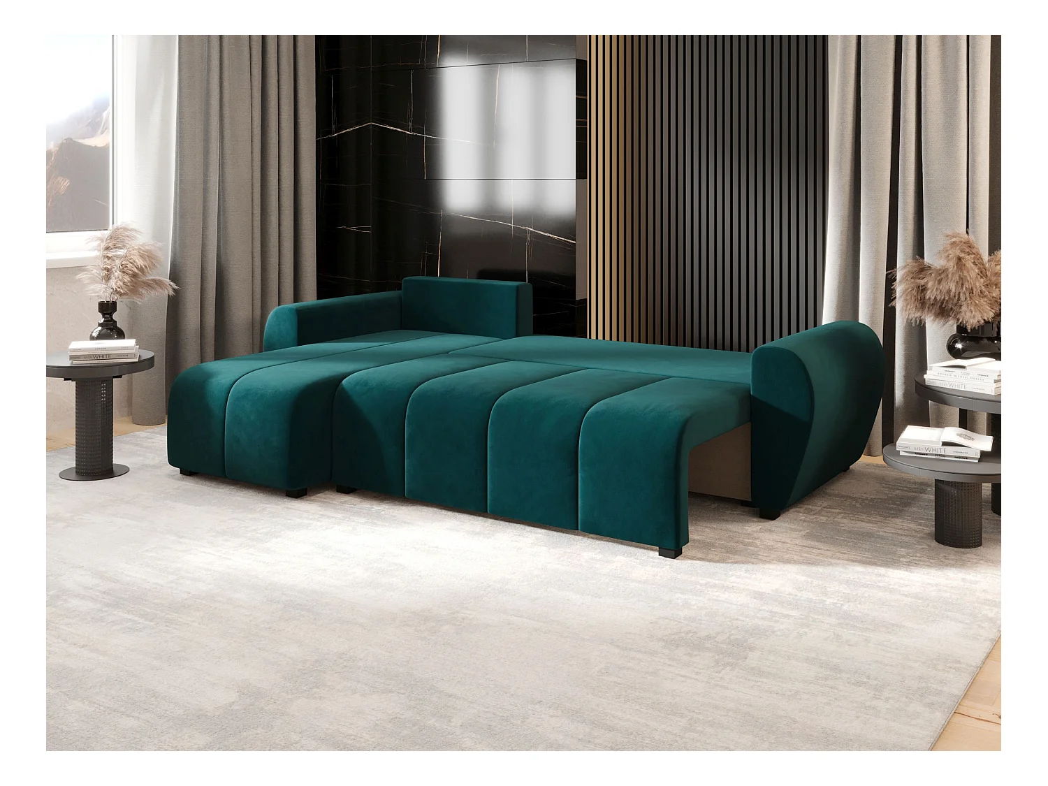 BEDANTE canapé d'angle MOLISA L Itaka 39 gauche Türkis avec fonction de couchage canapé en forme de L