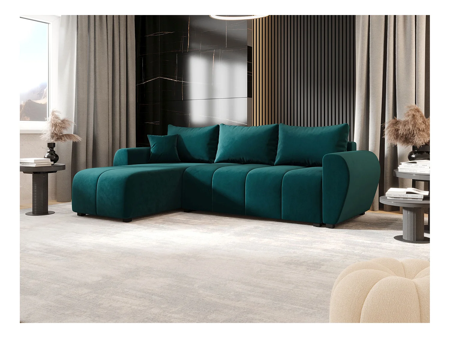 BEDANTE ECKSOFA MOLISA L Itaka 39 Links Türkis mit Schlaffunktion L-Form Sofa mit Stauraum Bettkasten Wohnzimmersofa Couch Sofa Bettsofa Bettkasten Bettcouch