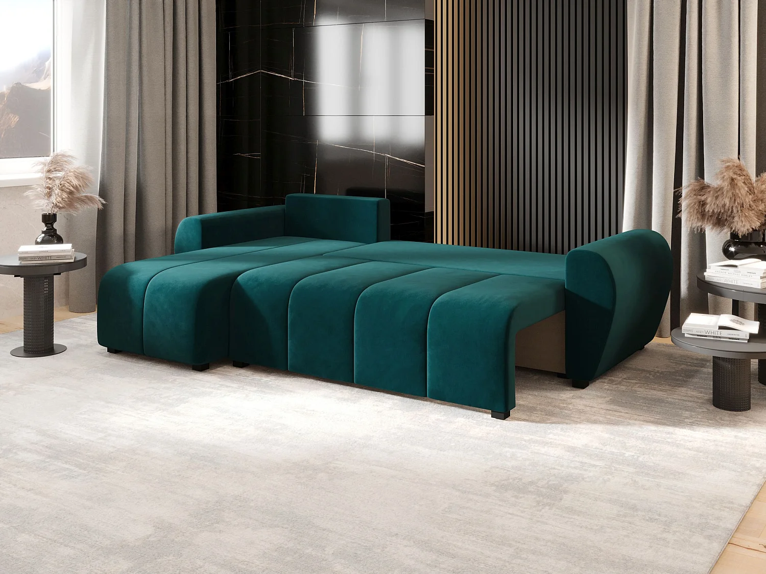 BEDANTE canapé d'angle MOLISA L Itaka 39 gauche Türkis avec fonction de couchage canapé en forme de L