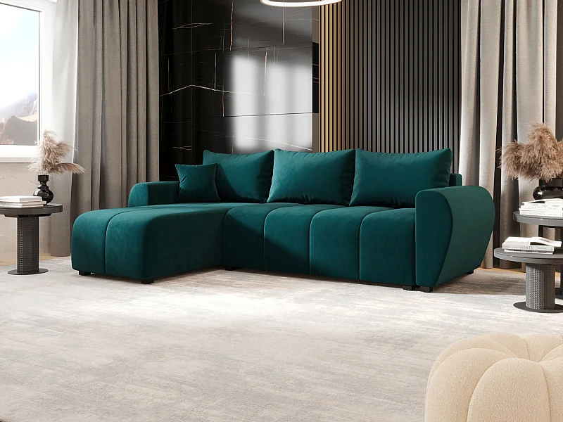 BEDANTE ECKSOFA MOLISA L Itaka 39 Links Türkis mit Schlaffunktion L-Form Sofa mit Stauraum Bettkasten Wohnzimmersofa Couch Sofa Bettsofa Bettkasten Bettcouch