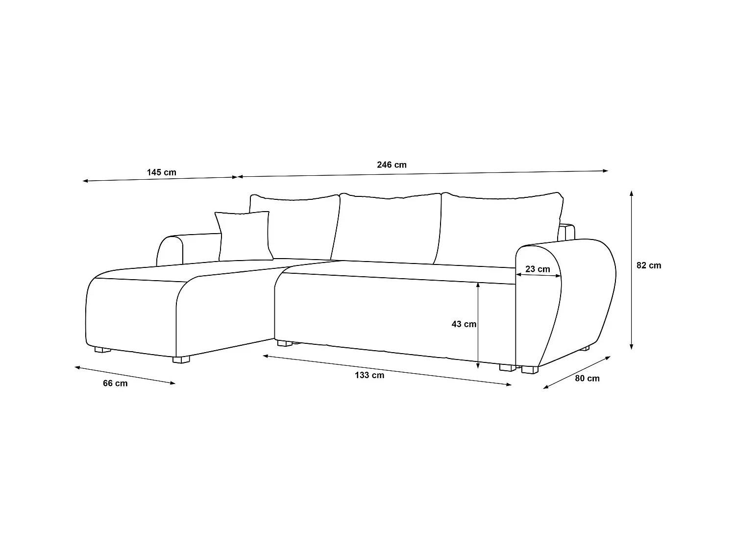 BEDANTE canapé d'angle MOLISA L Cosmic 10 droite beige avec fonction de couchage canapé en forme de L