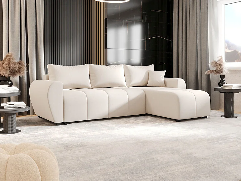 BEDANTE canapé d'angle MOLISA L Cosmic 10 droite beige avec fonction de couchage canapé en forme de L