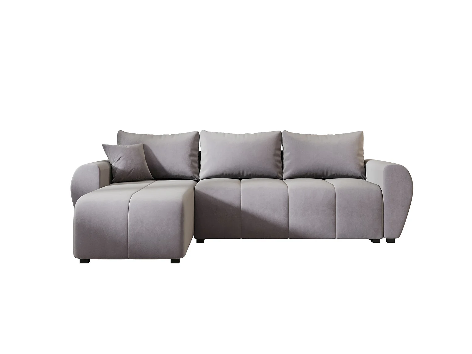 Canapé d'angle convertible 3 places en tissu gris
