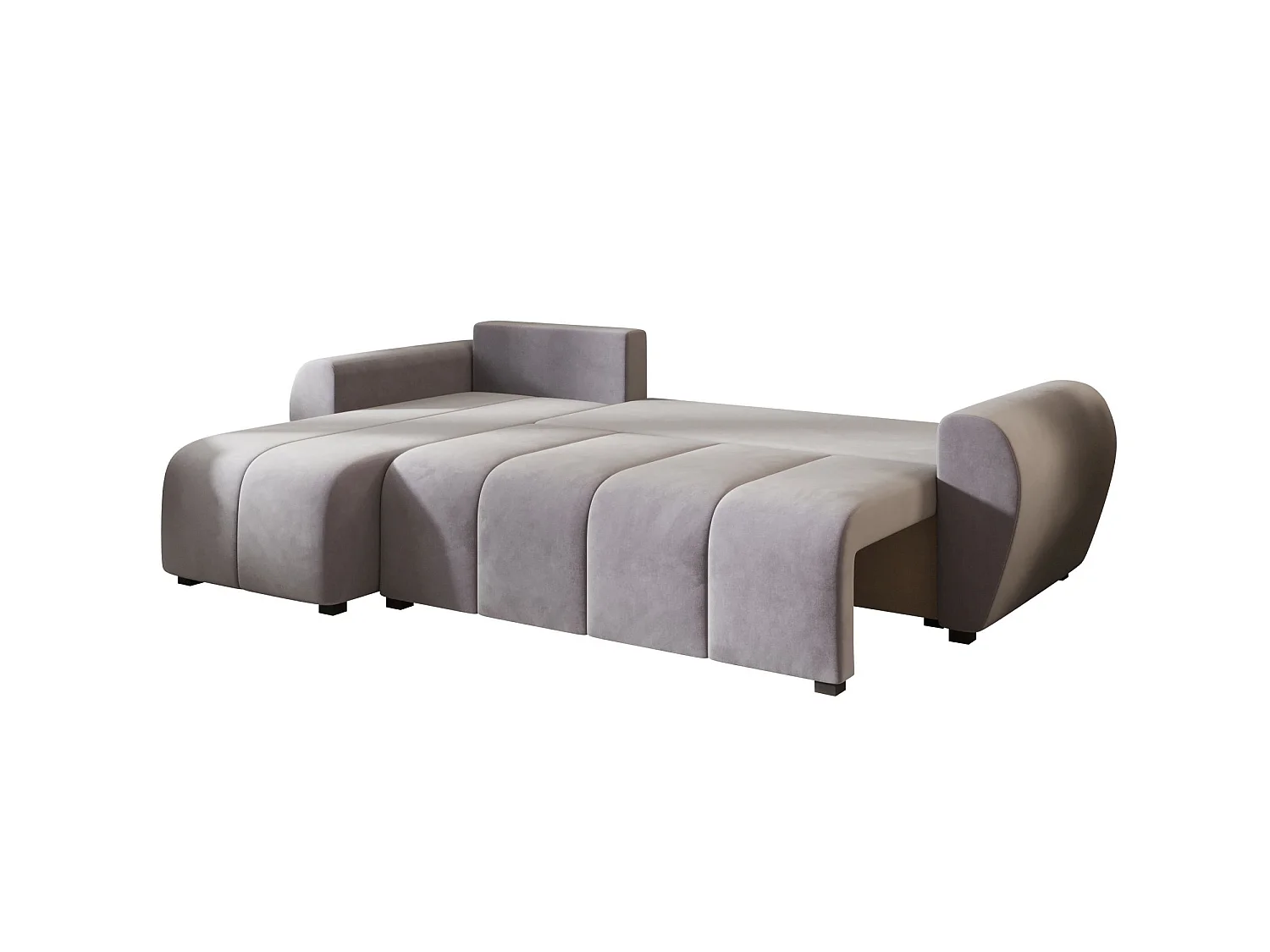 Canapé d'angle convertible 3 places en tissu gris
