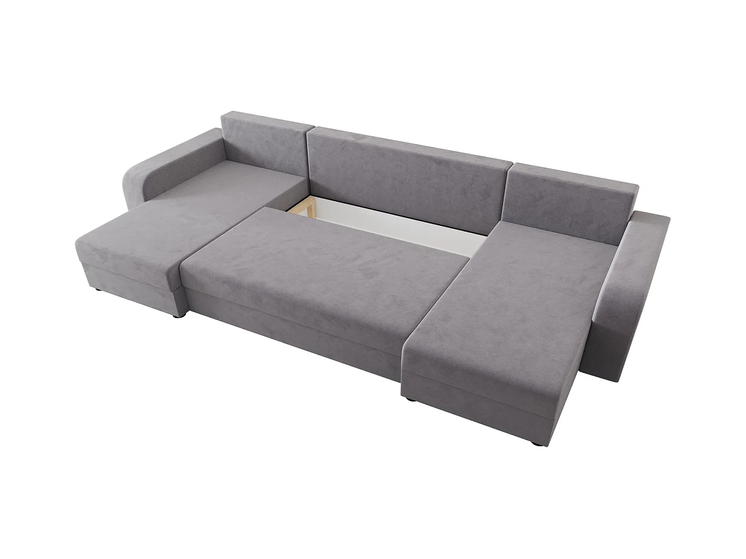 BEDANTE canapé panoramique HEWLET U BIS Itaka 50 gris avec fonction de couchage canapé en U avec espace de rangement coffre