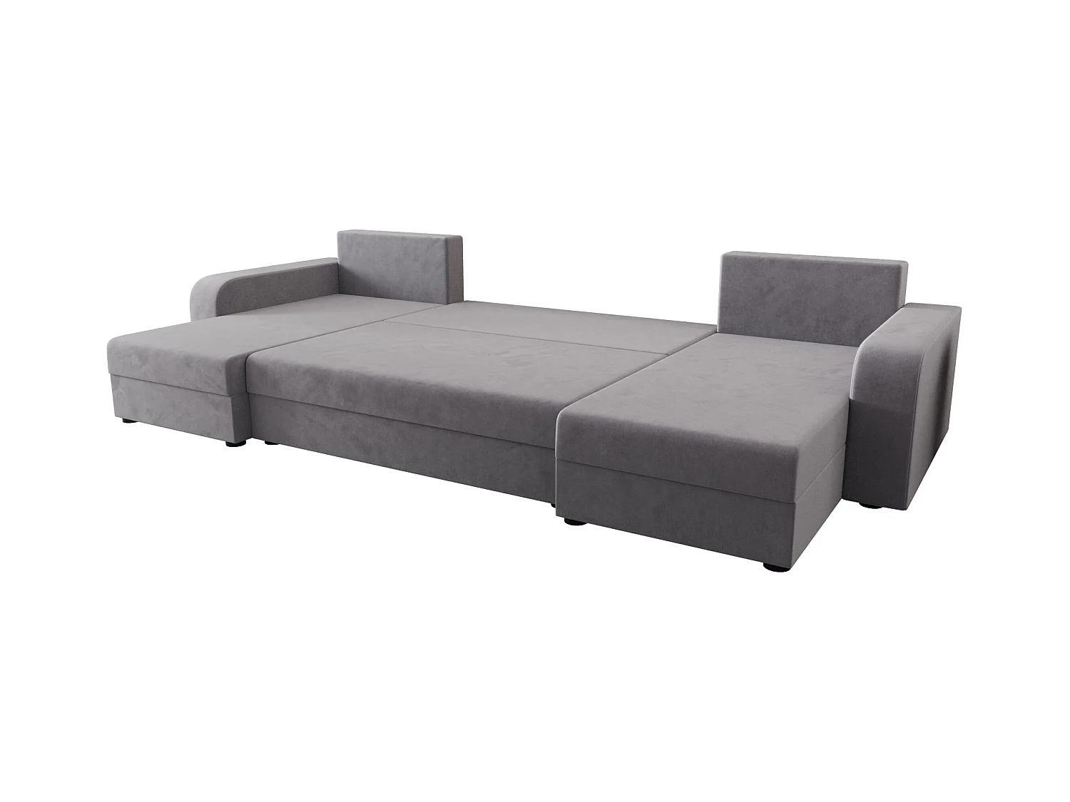 BEDANTE canapé panoramique HEWLET U BIS Itaka 50 gris avec fonction de couchage canapé en U avec espace de rangement coffre