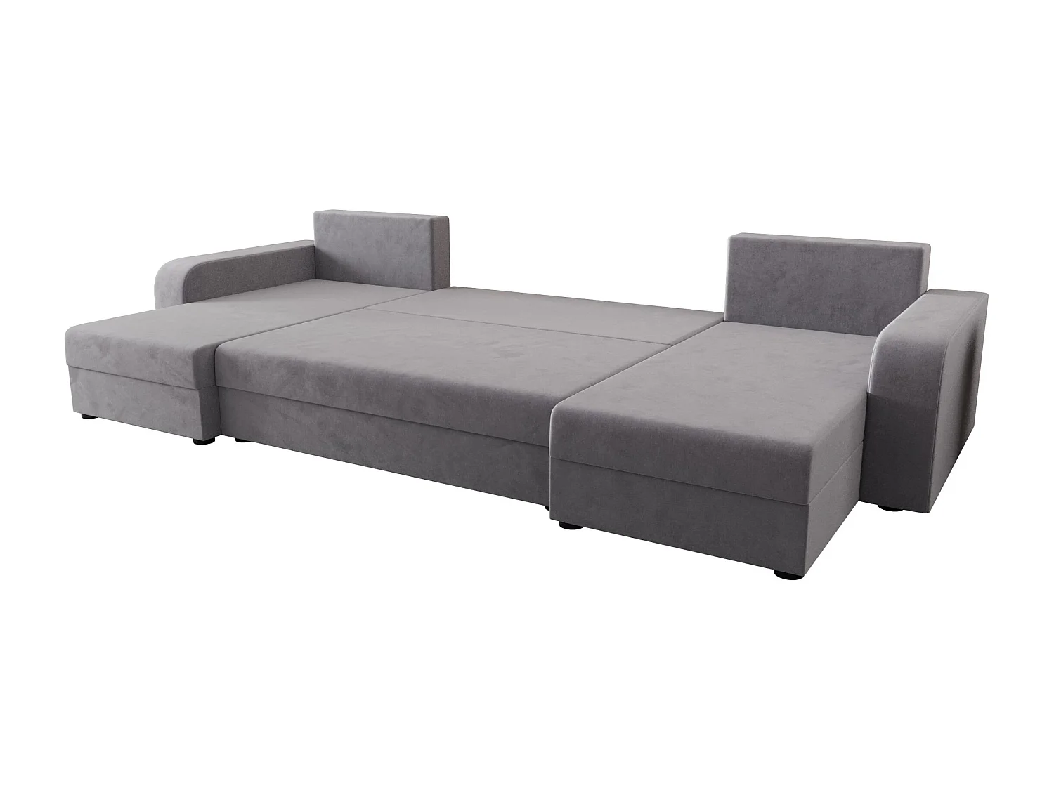 BEDANTE canapé panoramique HEWLET U BIS Itaka 50 gris avec fonction de couchage canapé en U avec espace de rangement coffre