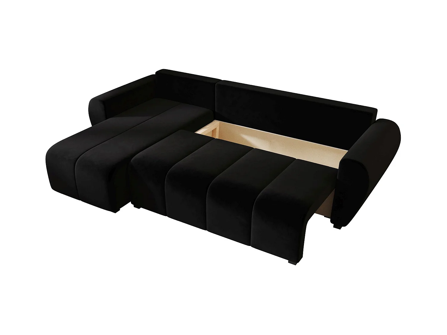 BEDANTE canapé d'angle MOLISA L Itaka 15 gauche noir avec fonction de couchage canapé en forme de L