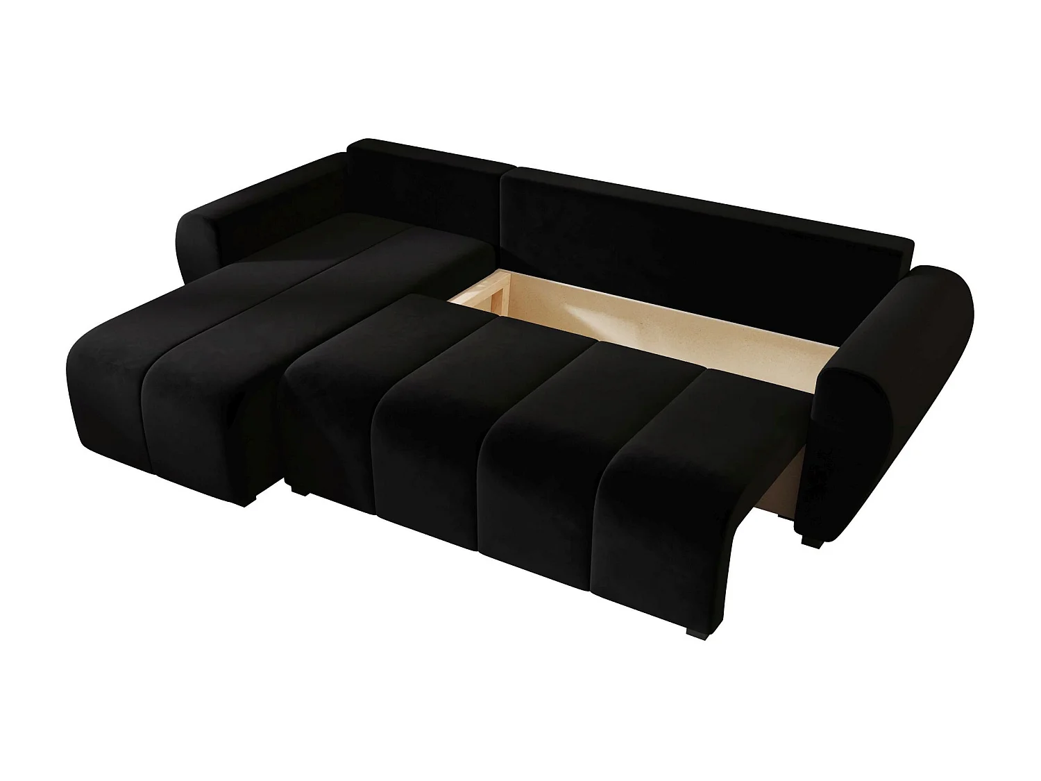 BEDANTE canapé d'angle MOLISA L Itaka 15 gauche noir avec fonction de couchage canapé en forme de L