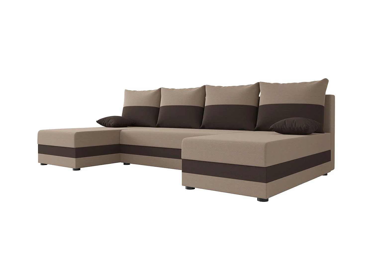 BEDANTE canapé panoramique HEWLET U Rainbow 05+41 beige/marron avec fonction de couchage canapé en U avec espace de rangement coffre