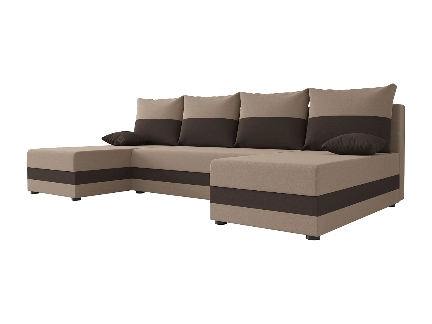 BEDANTE canapé panoramique HEWLET U Rainbow 05+41 beige/marron avec fonction de couchage canapé en U avec espace de rangement coffre