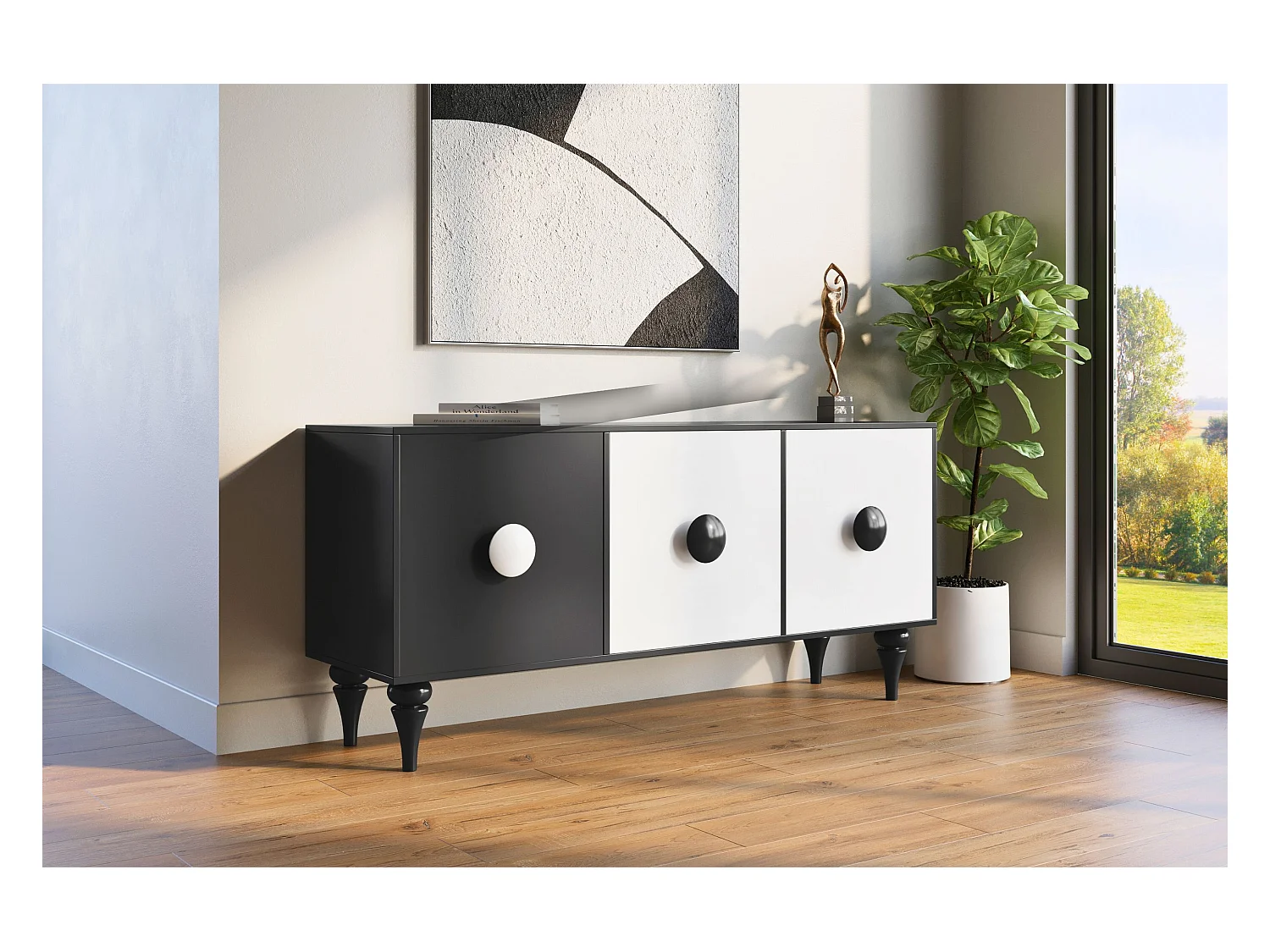 Sideboard Paradis, schwarz/weiß