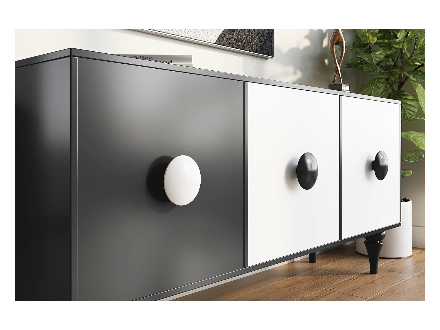 Sideboard Paradis, schwarz/weiß