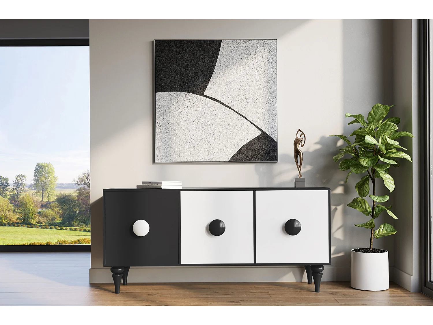 Sideboard Paradis, schwarz/weiß