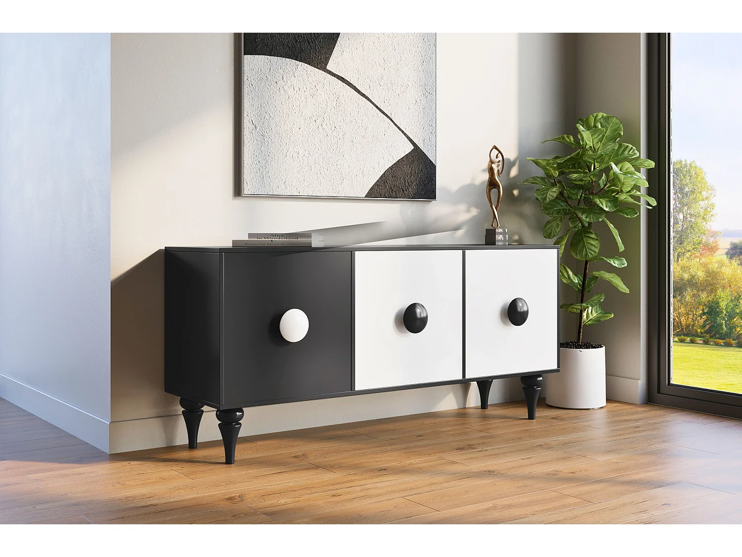 Sideboard Paradis, schwarz/weiß