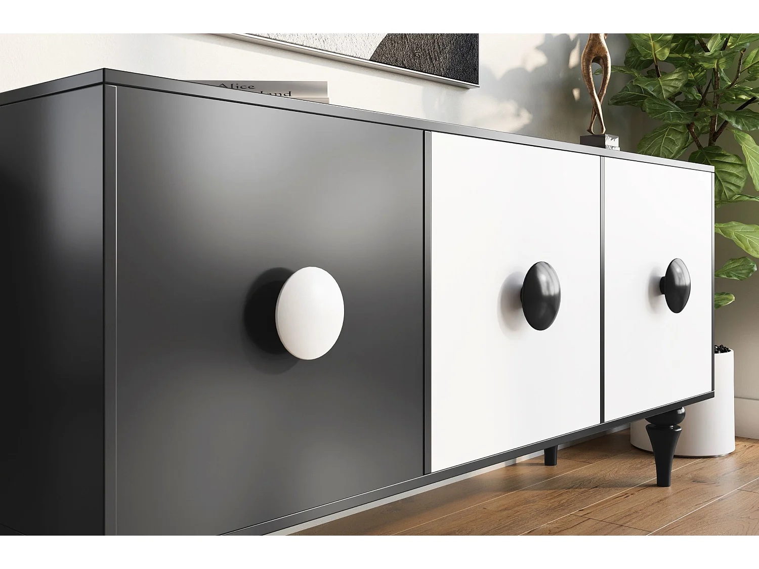 Sideboard Paradis, schwarz/weiß