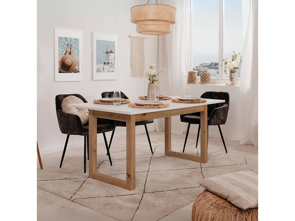 Tavolo allungabile New Denver50 160X90X75H colore bianco e rovere