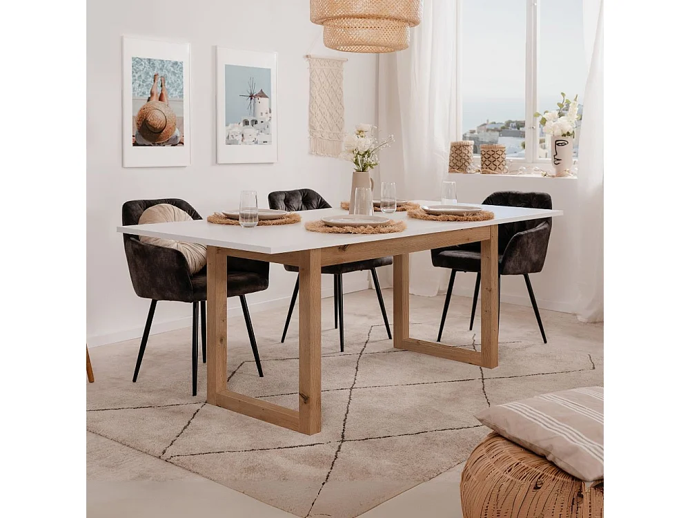 Tavolo allungabile New Denver50 160X90X75H colore bianco e rovere