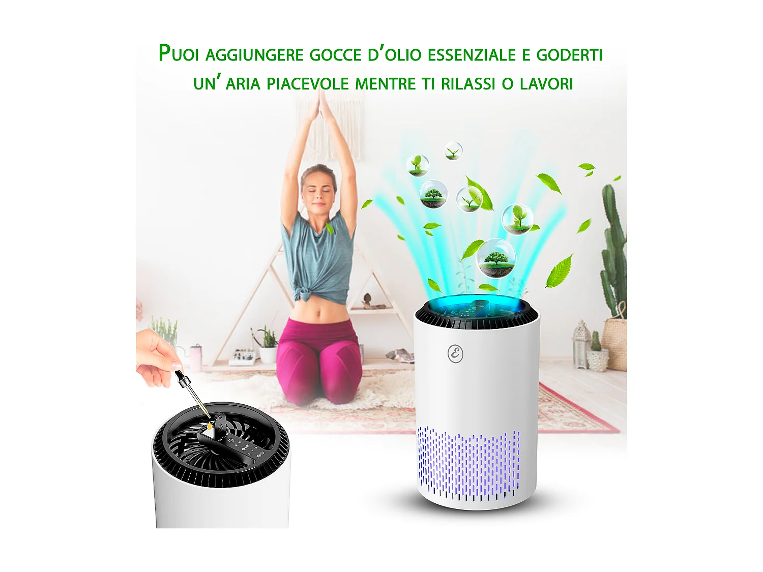 Purificatore Aria Portatile Con Filtro Hepa H13 22 Watt Elimina Odori Pollini Polvere Con Timer Ideale Per Camera Da Letto Soggiorno Bagno Ufficio 20 Mq Bianco