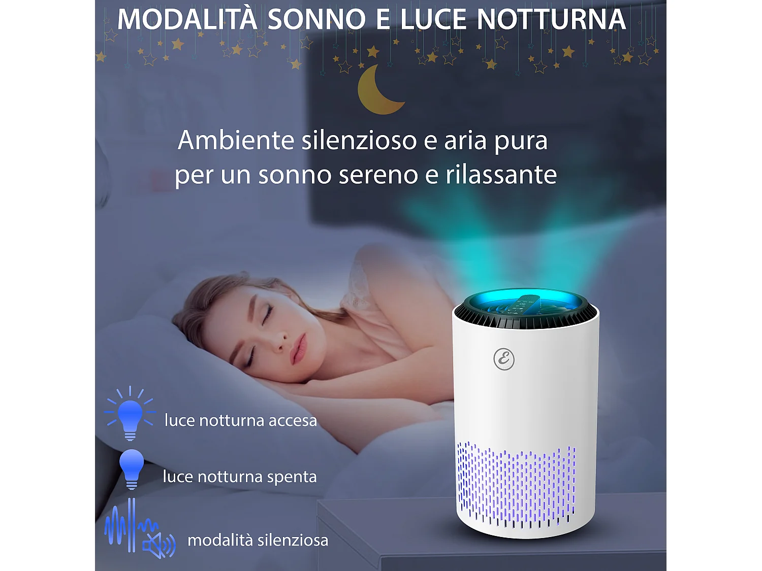 Purificatore Aria Portatile Con Filtro Hepa H13 22 Watt Elimina Odori Pollini Polvere Con Timer Ideale Per Camera Da Letto Soggiorno Bagno Ufficio 20 Mq Bianco