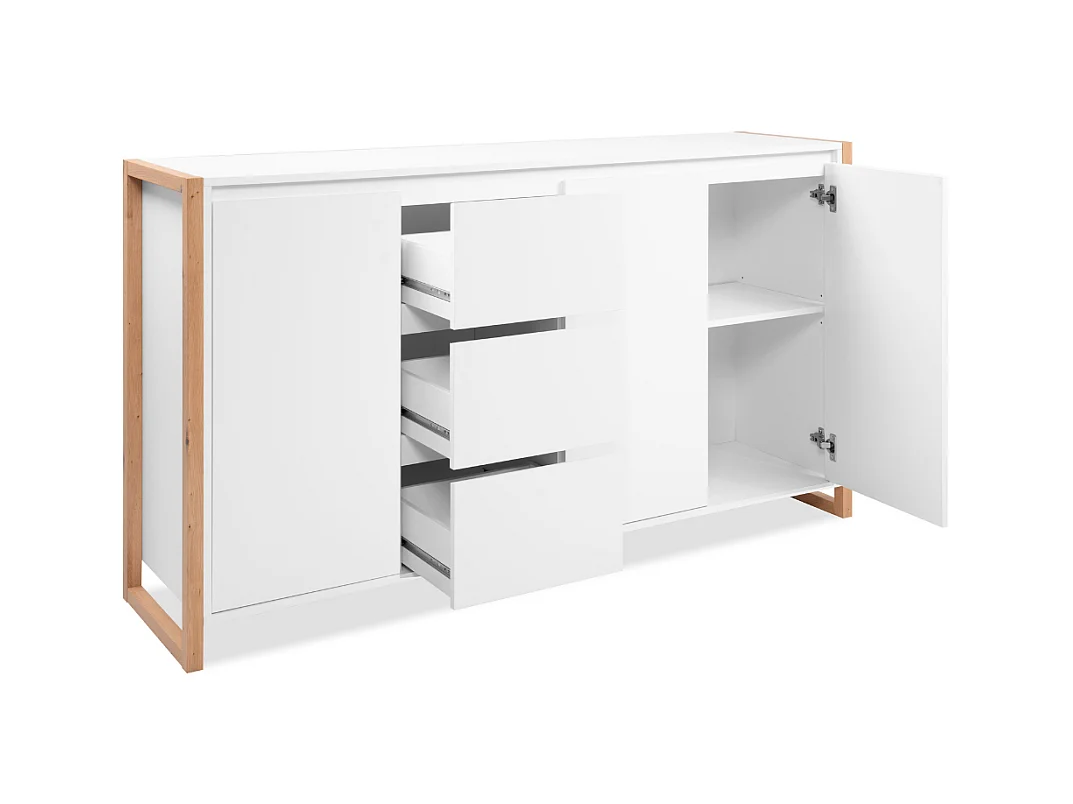 Buffet Bas 3 portes 3 tiroirs L160 cm - DENVER